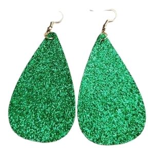 GREEN Sparkly Glitter March/Saint Patrick's Day Dangly Handmade Earrings